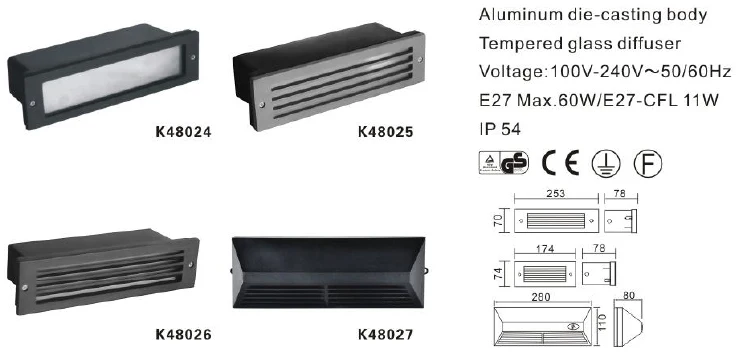 LED Step Stair Light Wall Recessed Lamp Pathway Square Light Lamps Outdoor Stair Light For Garden