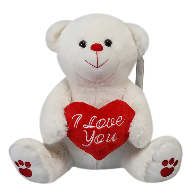 High quality stuffed animal pp cotton pink white gift giant love heart teddy bear plush doll