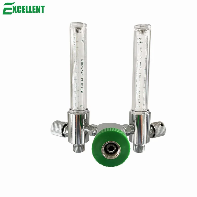 Double Medical Oxygen flowmeter for hospital oxygen therapy, 0-15LPM, Diss Handtight