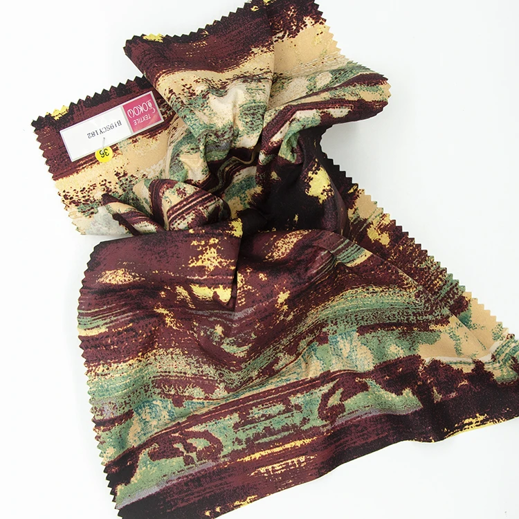 
High quality fashion camouflage pattern recycled embossed printed polyester fabric 