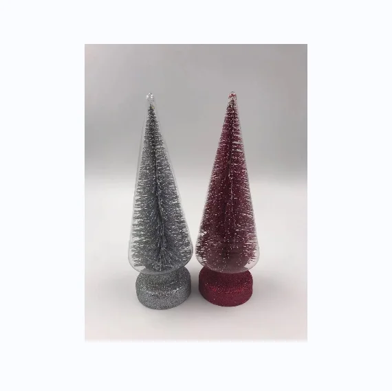 Sliver Red Gold Christmas Tree Table Decoration Cheap Price Glass Tree Christmas
