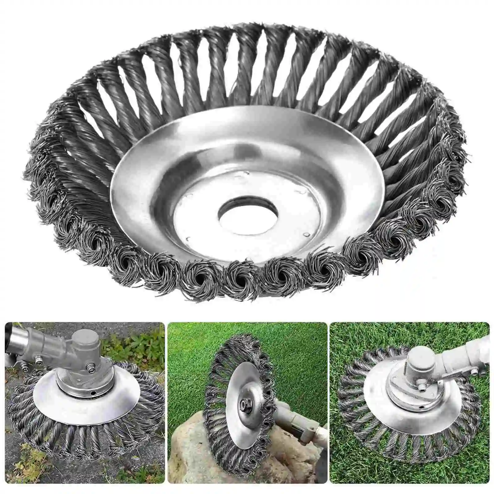 DELUN 6Inch 150mm Wire Wheel Brush Trimmer Replacement Garden Grass Weed Lawn Mower Steel