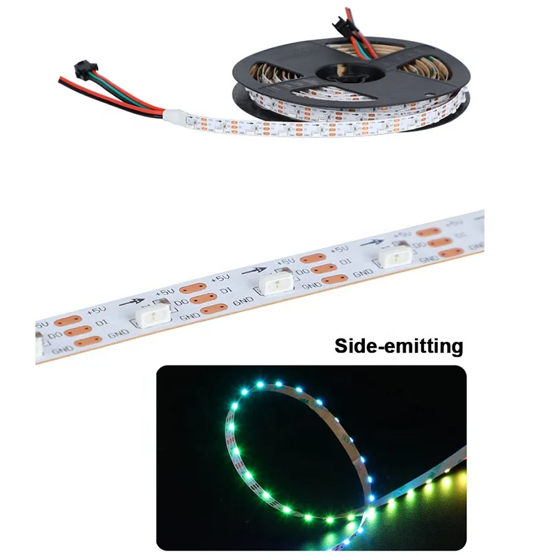 DC5V Side Emitting WS2812 SK6812 SMD4020 Addressable RGB LED Ribbon 5V Digital Pixel Side Emitting View LED Strip Light