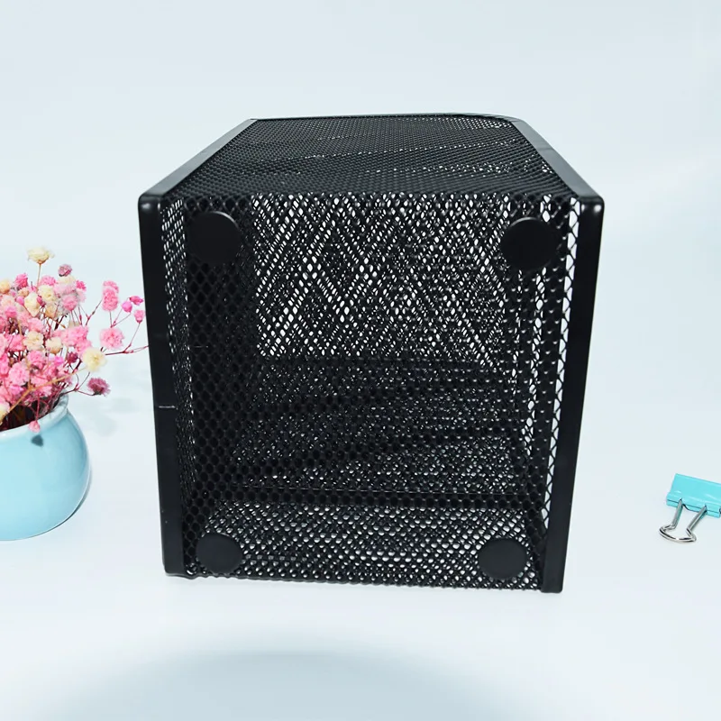 Premium Quality Iron Mesh Pencil Holder Organizer For Office And School 2-cell Skew Pencil Holder Storage Box