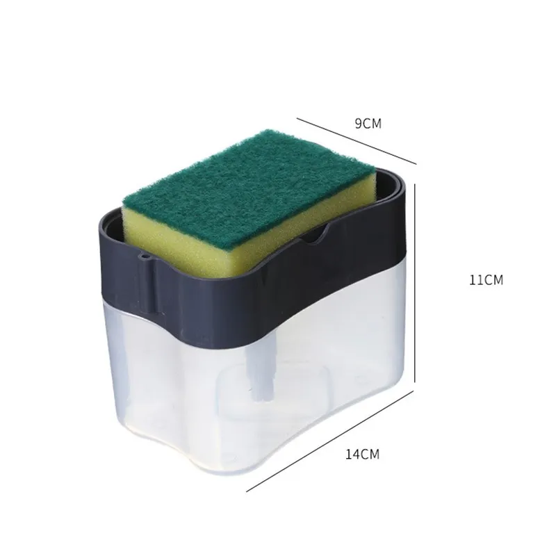 Kitchen Cleaning Liquid Dispenser Manual Push Type Liquid Box Scouring Pad Sponge Dish Soap Box Kitchen Accessories Rich Foam
