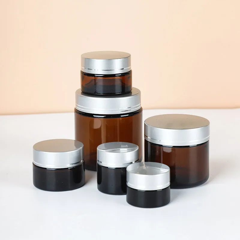 5g 10g 15g 20g 30g 50g 100g Amber Cosmetic Container Cream Glass Jar For Cosmetic Jar With Lid