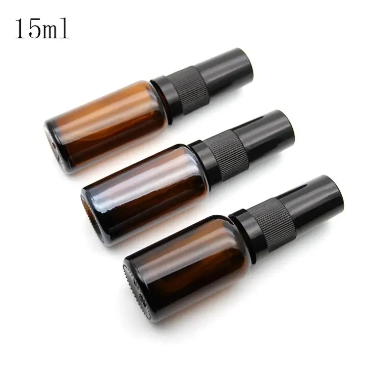 in stock!1/2 oz  15ml  amber empty cosmetic glass pump spray bottle perfume/essential oil bottle