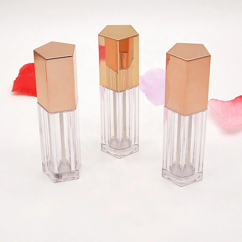 Make your own logo lipgloss bottle containers lipstick bottle silver gold rose gold top plastic lipgloss tube