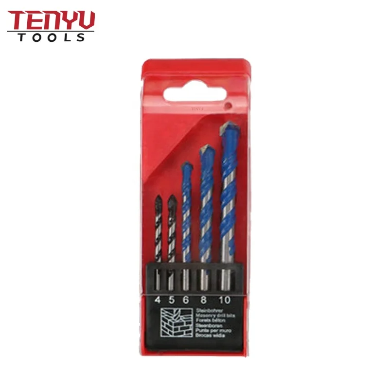 5pcs Colorful Painted Single Tungsten Carbide Carbide Tip Glass Tile Drill Bit and Masonry Drill Bit Set (60790675196)