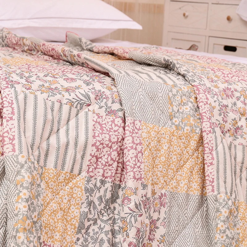 Хлопковое одеяло с принтом, всесезонное универсальное одеяло для студенческого общежития.