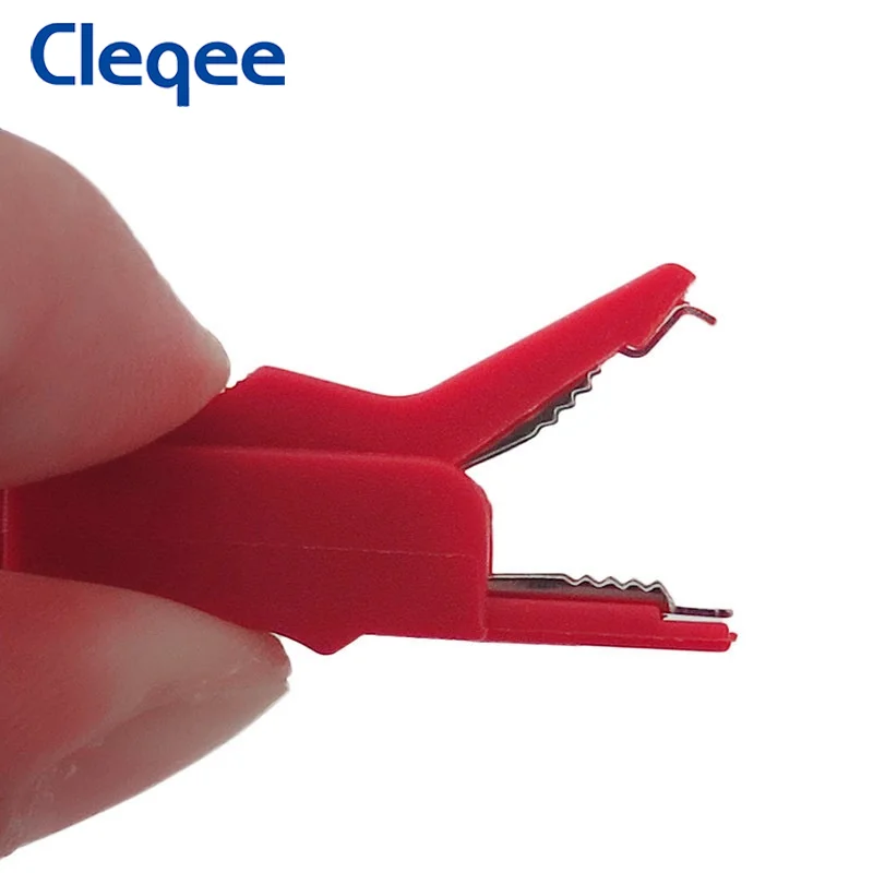 Cleqee P2007 10PCS Fully Insulated Alligator Clips to 4mm Banana Female Jack Safe Crocodile Clamp Test Accessories Adapter