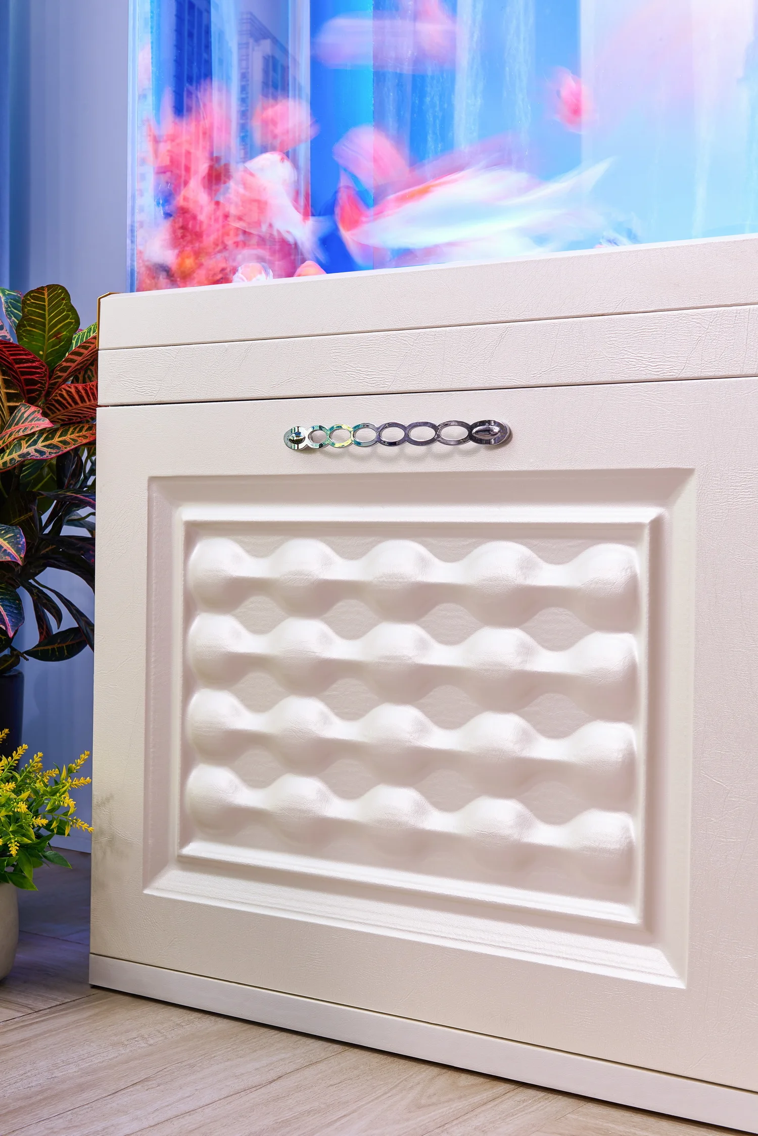 
European style white glass marine fish tank with bottom filter 