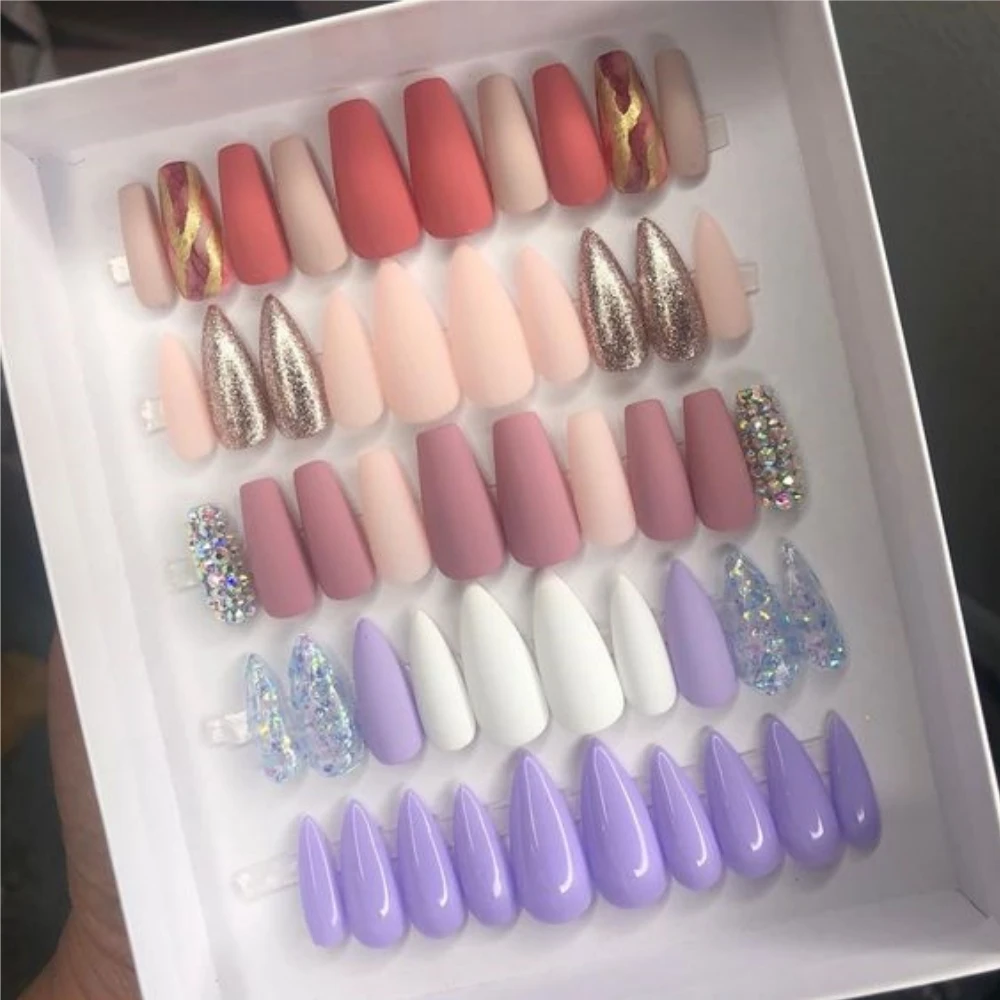 Accept OEM ODM Half Cover Press On Nails Full Mixed Color ABS False Nails Salon Quality Nail Suppliers