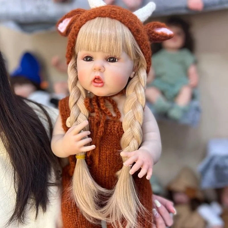 55CM full body soft silicone lifelike real touch reborn baby girl lovely realistic vinyl rebirth toddler princess doll