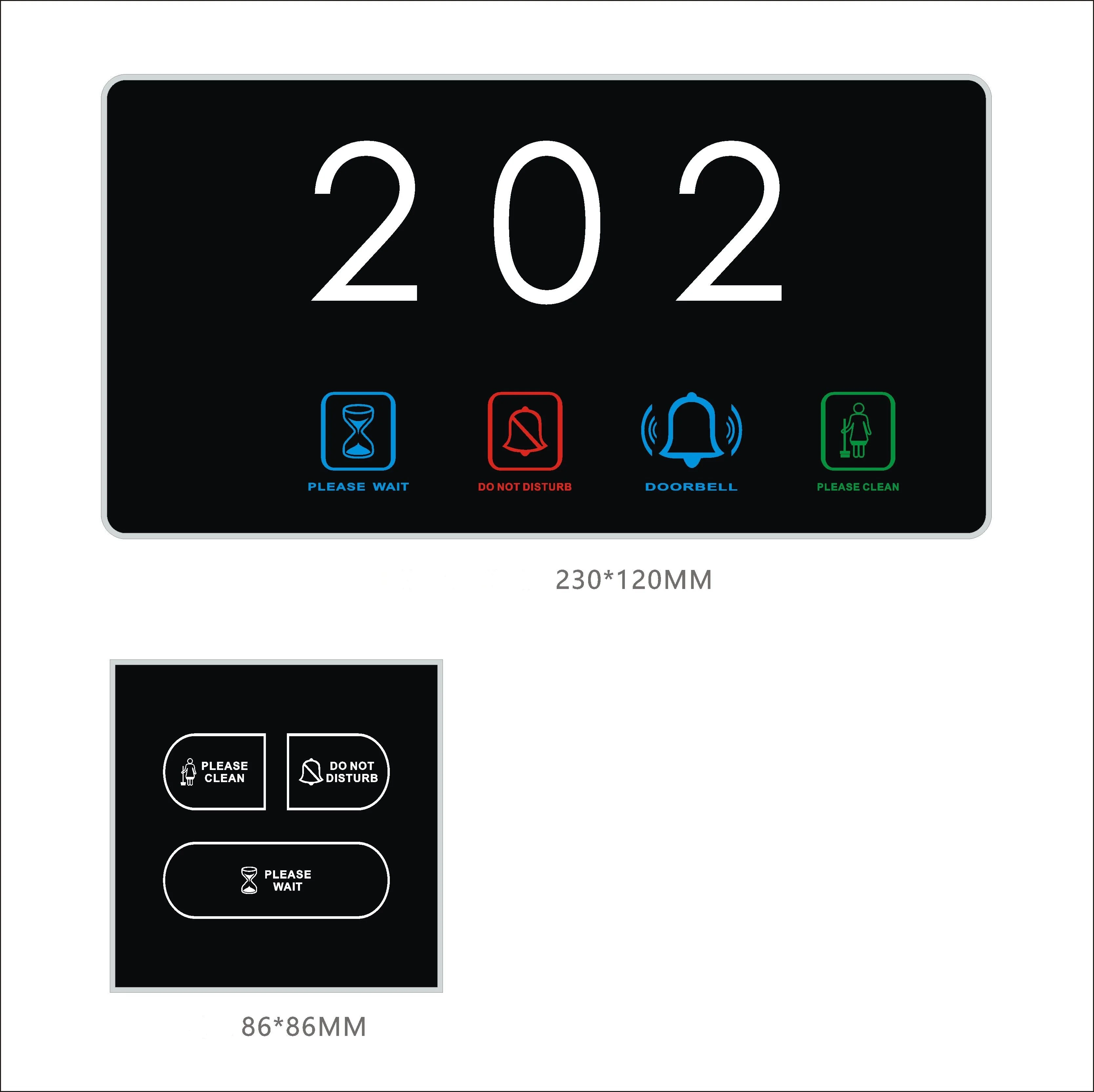 Hotel DND system with customizable hotel logo and language