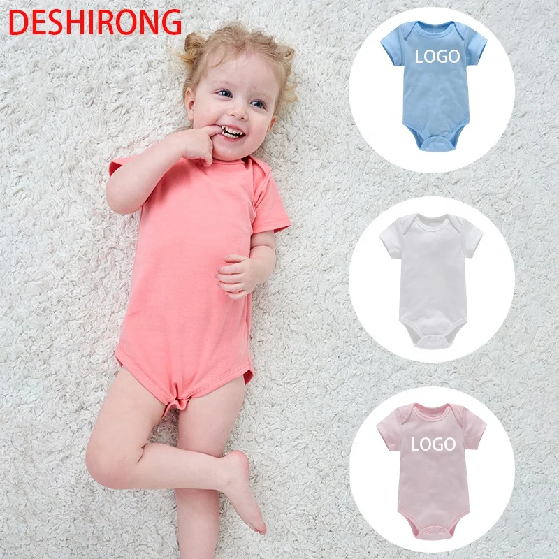 2022 Hot For Online Selling Multi-Color INS Candy Color Short Sleeve Baby Romper 100% Cotton Plain Baby Rompers
