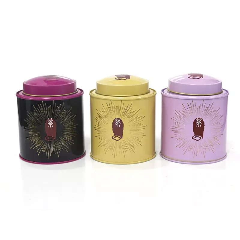 Luxury Tea Tins China Supplier Empty Metal Tea Can For Round Tea Tin Canister Multicolor Tin Box Round