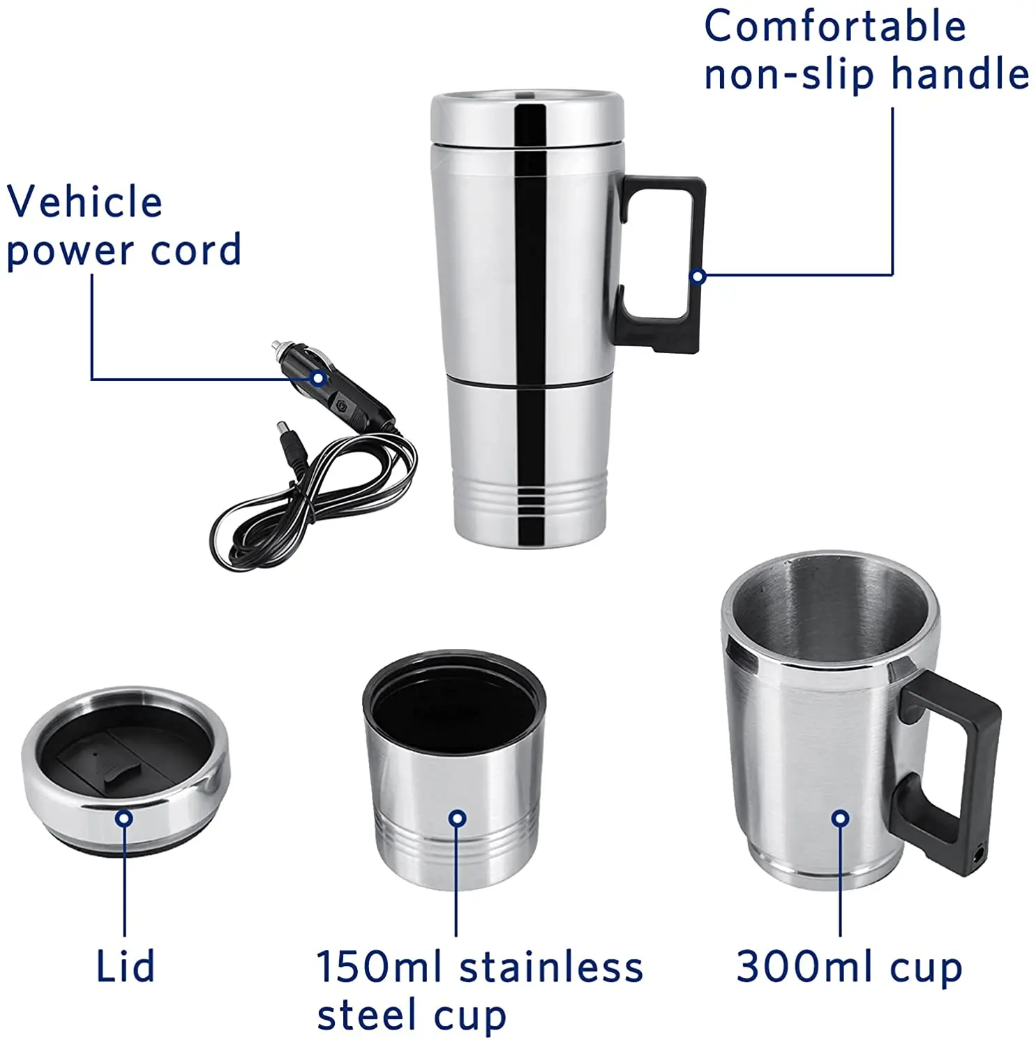 Car Heating Cup Auto 12-24V Heating Cup Electric Kettle Cars Thermal Heater Cups Boiling Water bottle Auto Accessories 300ml