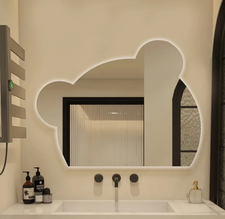 Wholesale Cat Shape LED Mirror Bathroom Makeup Wall Mounted Mirror with Lighting Smart Waterproof Bathroom Mirror