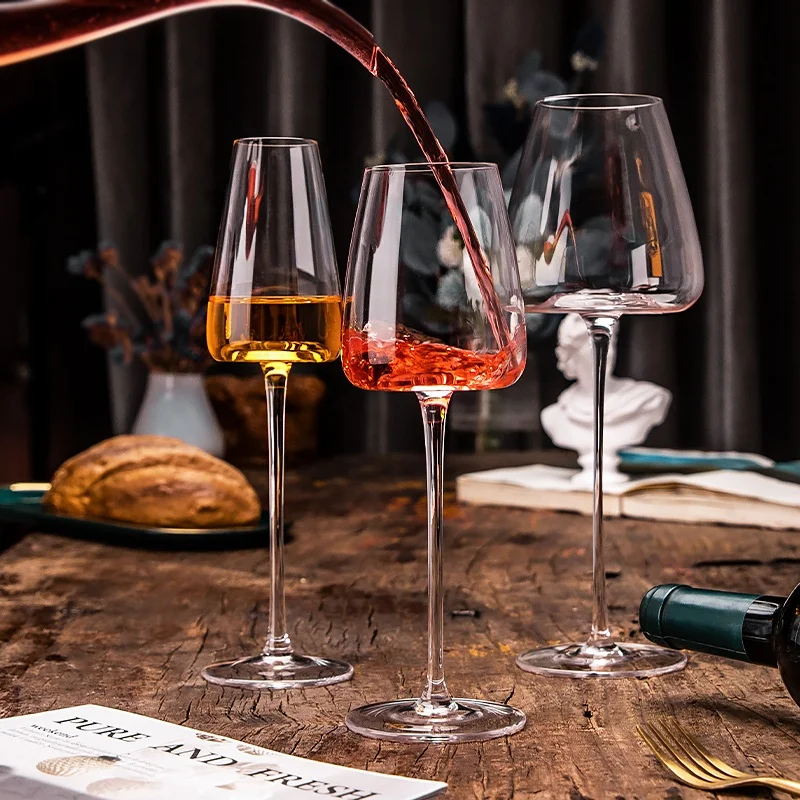 4Pc Handblown Universal Concave Bottom White Red Wine Goblet Drinking Glassware Gift Set