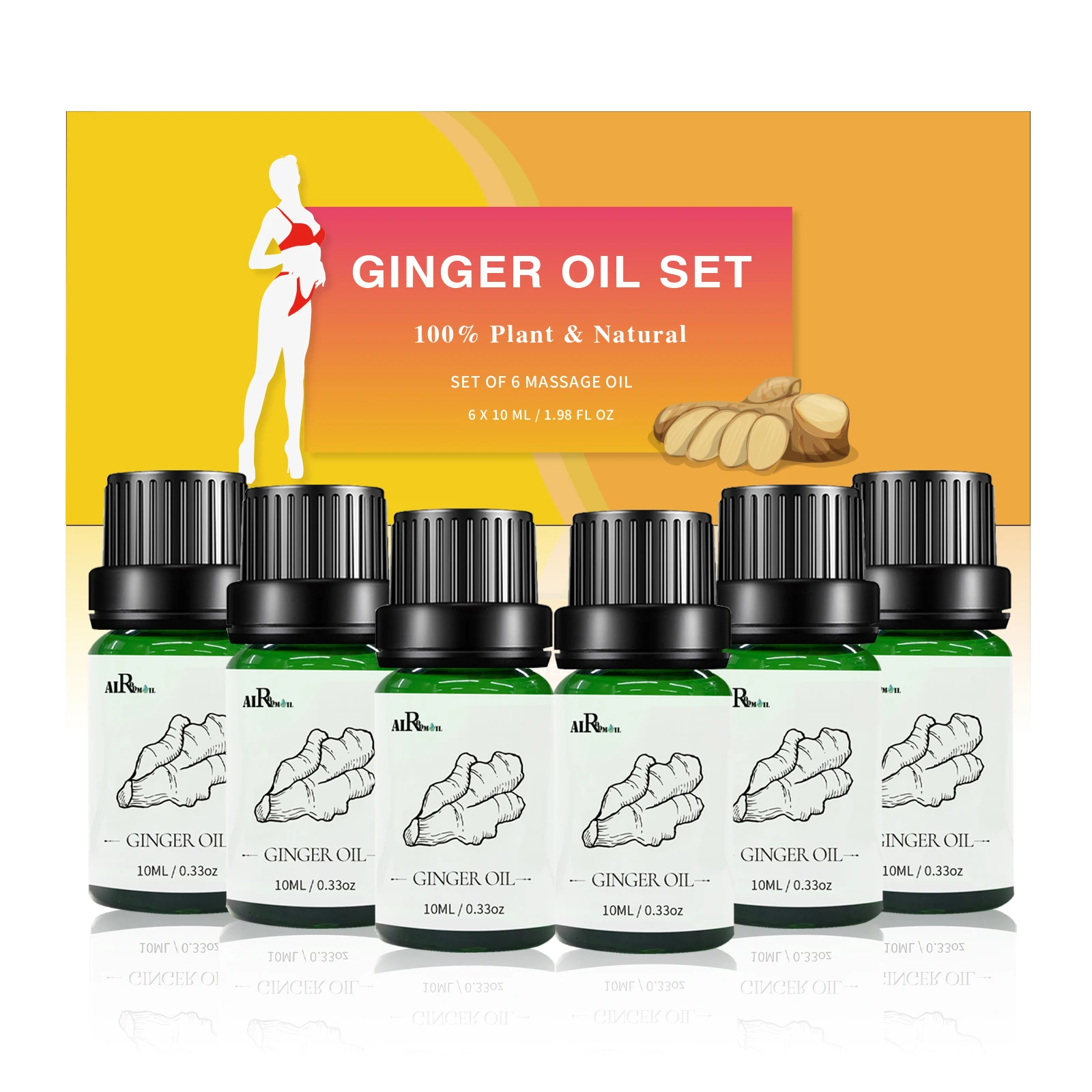 New ginger oil Ginger essential oil to remove abdominal fat body massage aromatherapy diffuser