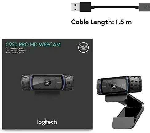 Веб-камера Logitech C920 Pro HD Широкоформатная камера для видеозвонков и записи 1080p веб-камера настольного компьютера или