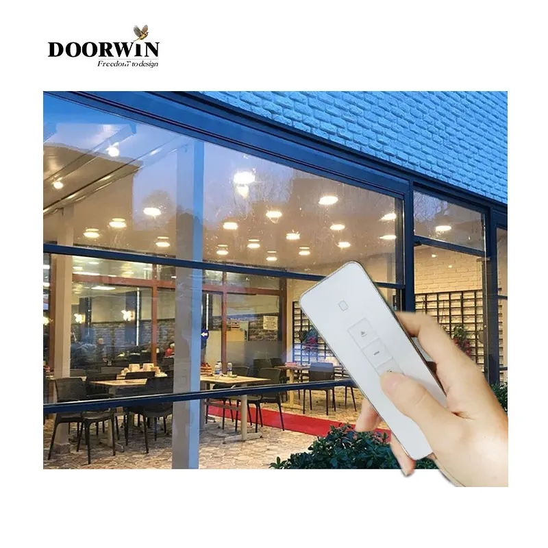 Outdoor Retractable Sash Panorama Window Electric Motorized Aluminium Vertical Sliding