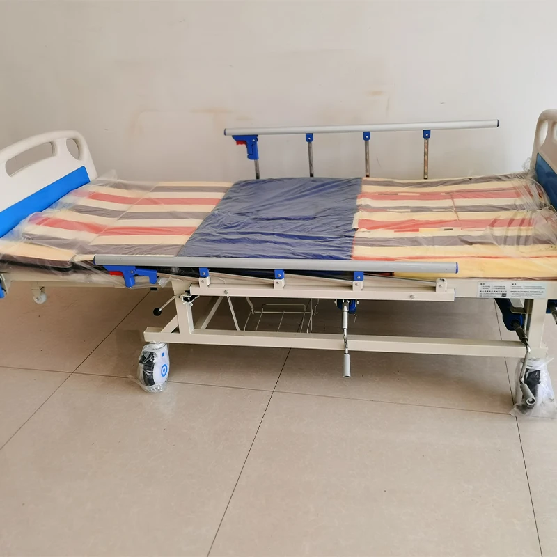 
High Quality 5 Function Manual ICU Patient Care Folding Hospital Bed for Wholesale 