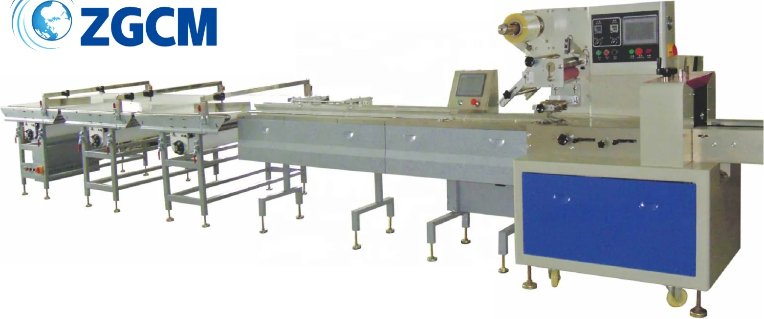 Automatic feeding chocolate candy packing machine Automatic horizontal pillow tray feeding packaging machine