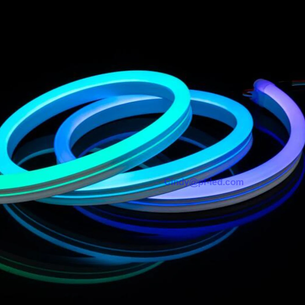 Светодиодная лента с боковым изгибом неоновый гибкий белый пиксель RGB плоский горизонтальный 10*20 мм 24 В шнур