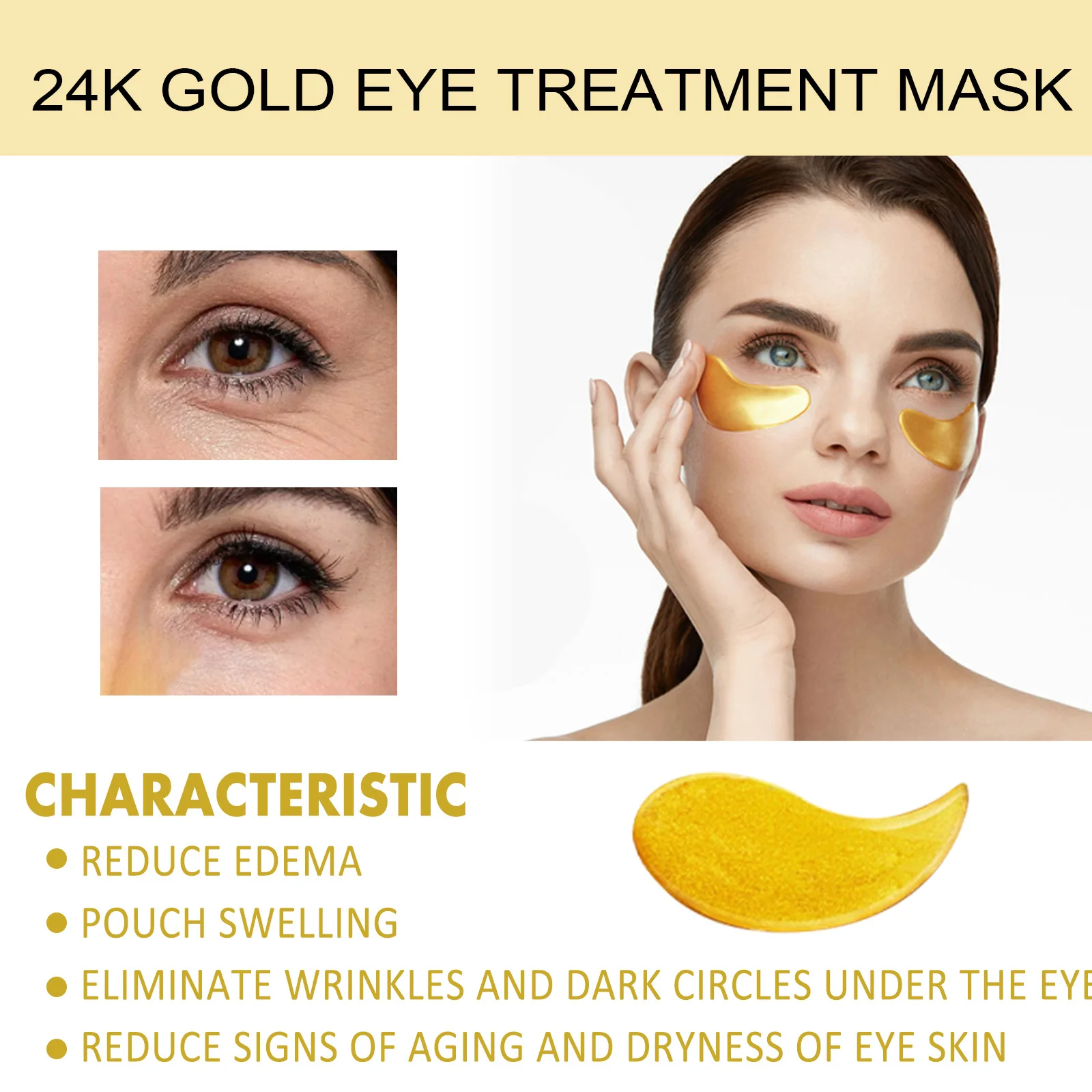 EELHOE 24K Golden Eye Mask to lighten eye bags, tighten, moisturize and lift fine lines at the corners of the eyes. Eye care