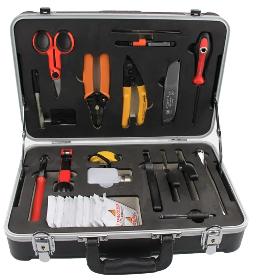 Fully stocked Network Fiber Optical Cable Termination Tool set box KF-6100