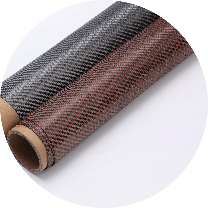 3k 2+1 Twill  hybrid fabric red blue  Carbon Fiber