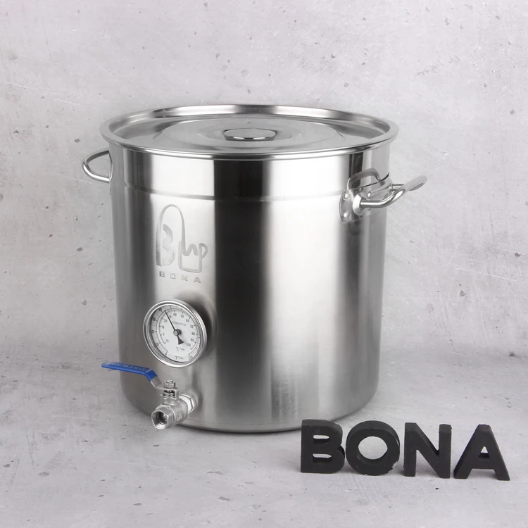 Large Capacity Induction Cooking Pot Stainless Steel Beer Brewing Equipment With Thermometer