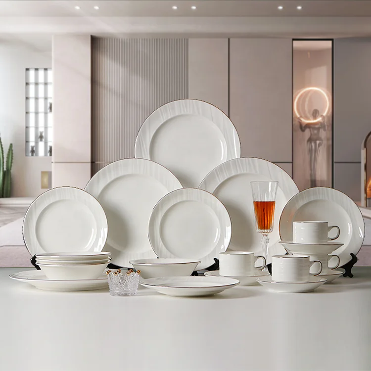 20pcs ceramic porcelain dinnerware sets embossed boen china dinner set