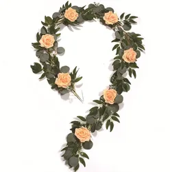 New Design Amozan Green leaf vine decorative artificial eucalyptus willow leaf garland for sale