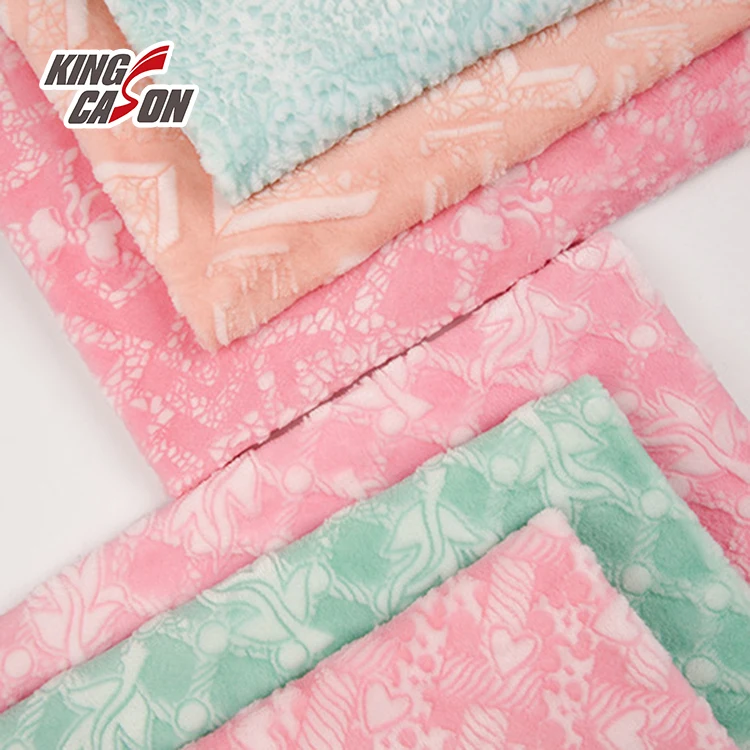 Kingcason Factory Direct Quick Dry Anti-pilling Cutting Pink Blue Orange Animal Design Flannel Fleece Fabric For Peruvian Market