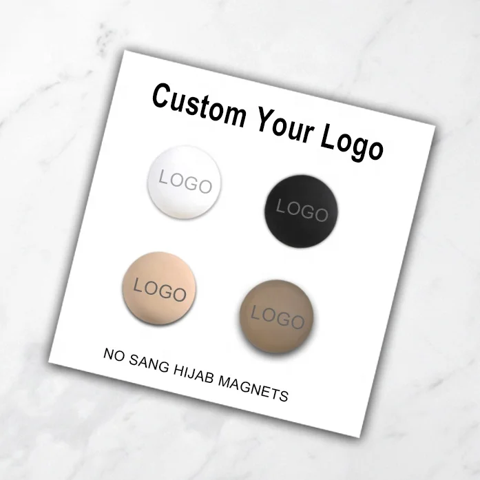 Wholesale LOW MOQ Super Strong Magnetic No Snag Muslim Scarf Brooches Pins Custom Logo Hijab Magnet