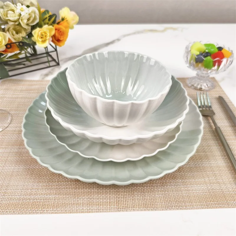 Sample Available Stoneware Set China Ceramic Dinner set Customized Themed Nordic Porcelain Dinnerware Crockery Restaurant Used