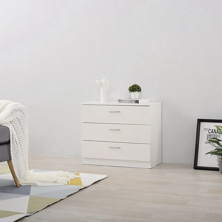 White Chest of Drawers 3 Draws Bedroom Furniture Hallway Storage Cabinet Matt