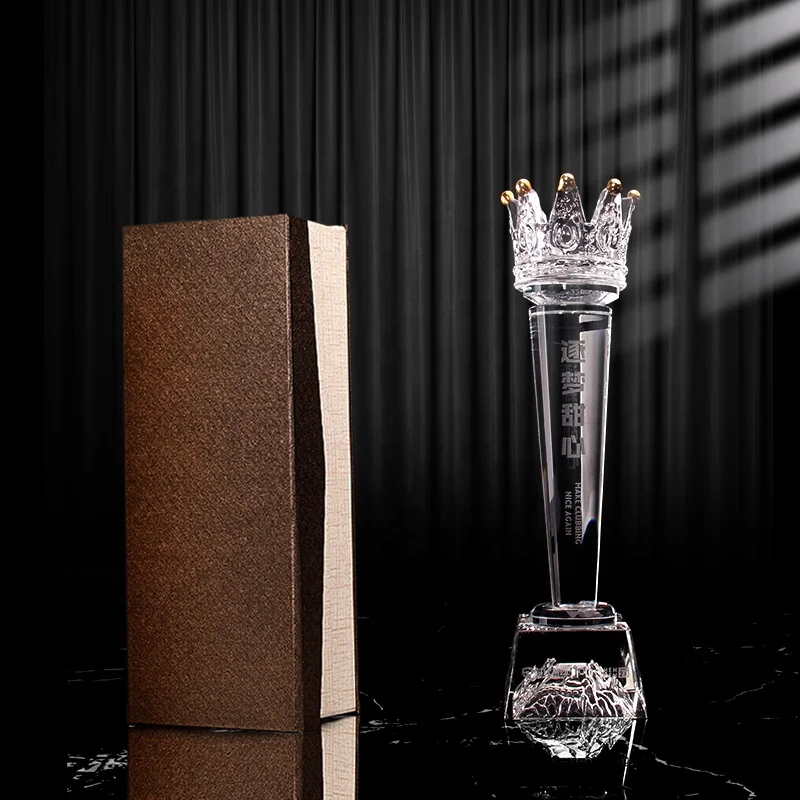 2022 Top 3D Engraving Logo trophy crystal K9 Glass Crown Trophy Awards for pointless trophy Accept customization