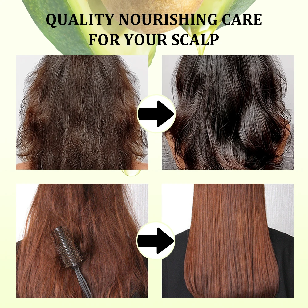 Collagen Avocado Oil Hair Care Treatment Set Moisturizing Anti-Dandruff Shampoo Conditioner Adults Vegan Ginger Daily Use Cream