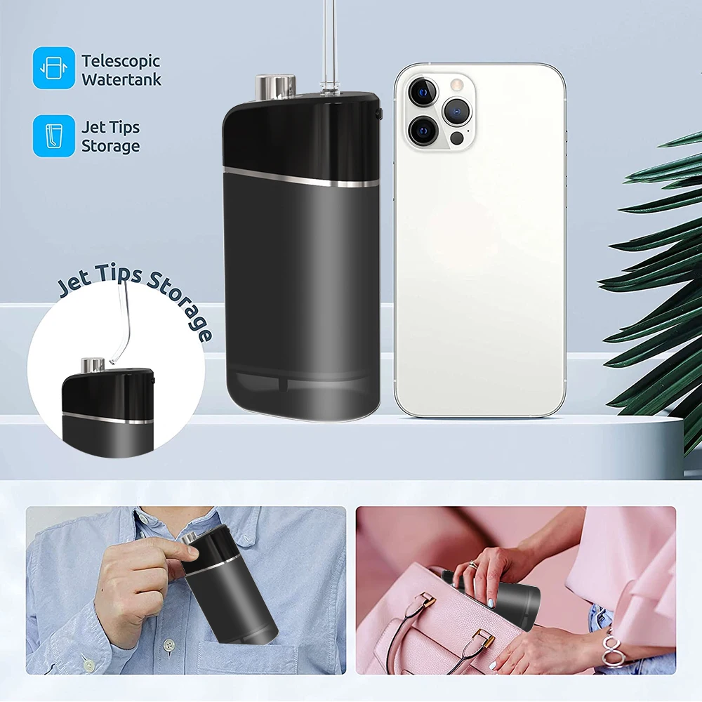 Small Kid Mini Cordless Portable Flosser Machine Power Flossing Cleaner Teeth Flusher Air Electric Oral Flosser Water Irrigator