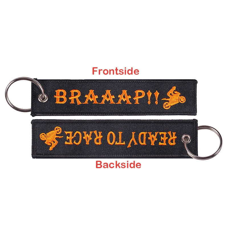 Cheap Promotional Gifts Company Logo Name Motorcycle Car Embroidery Keychain Ring Chain Fabric Label Custom Embroidery Keychain