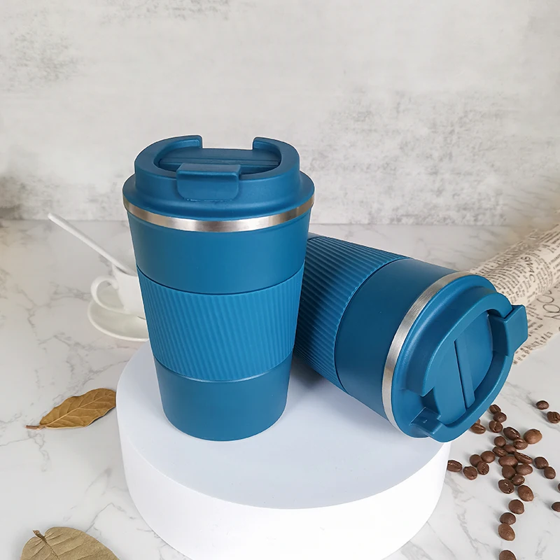 304 Stainless Steel Portable Reusable Coffee Mug With Protective Silicone Sleeve