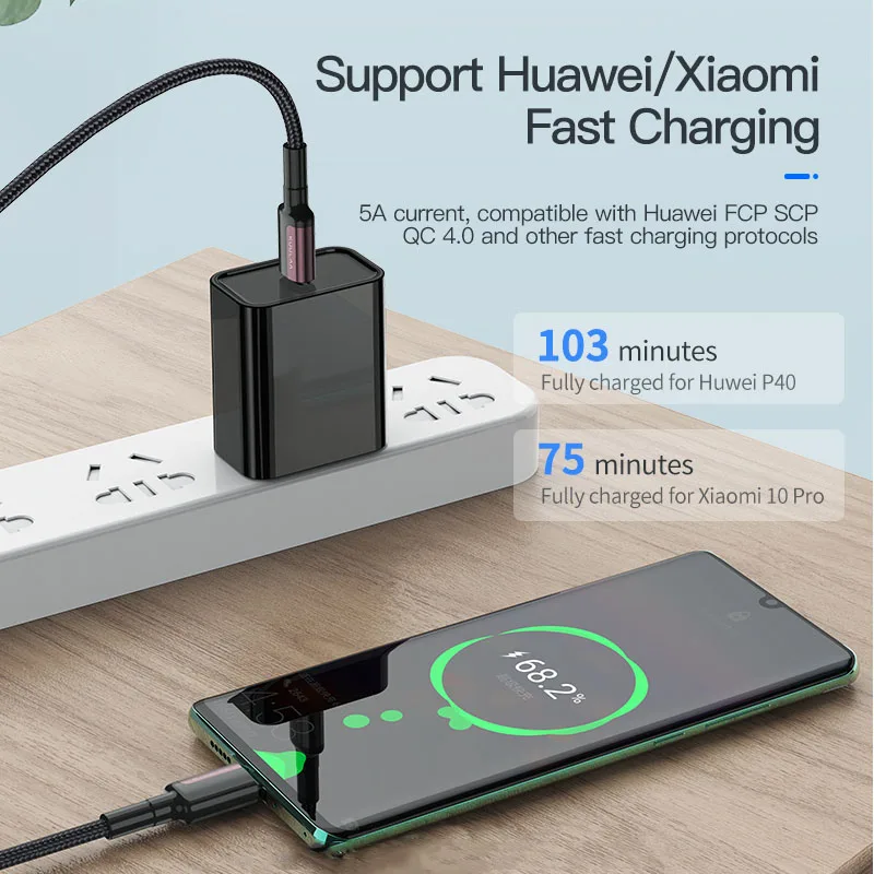 USB C To Type C Cable PD100W 60W Fast Charge Mobile Cell Phone Charging Cord Wire For Xiaomi Samsung Huawei Macbook iPad