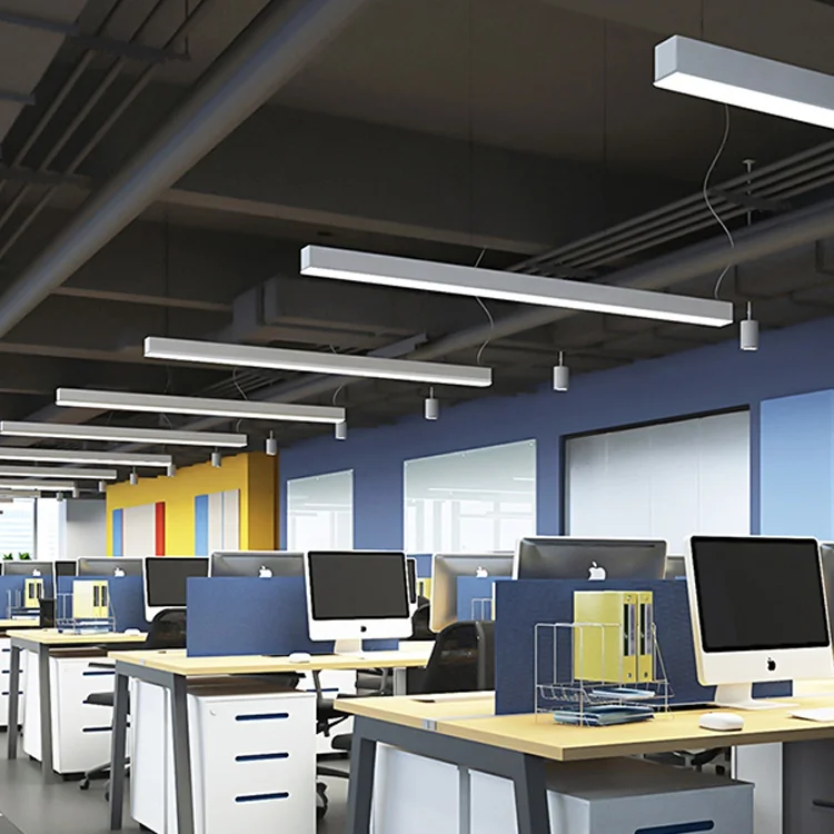 Indoor Modern Commercial Office Hanging Lamp 4ft 30w 40w Tube Celling Light Led Pendant Linear Lights