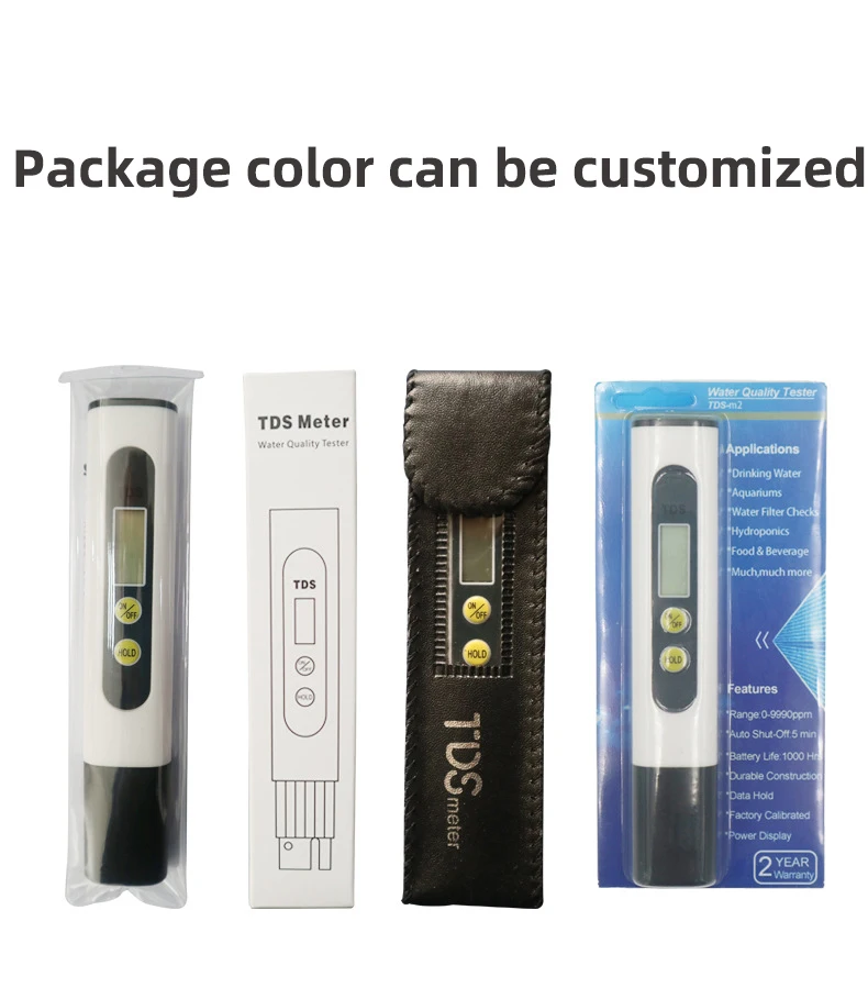 Portable Digital 3 in 1 Portable Dissolved Solids TDS-M2 PPM Water Detector Meter Quality Testing Pen With Leather Sheath