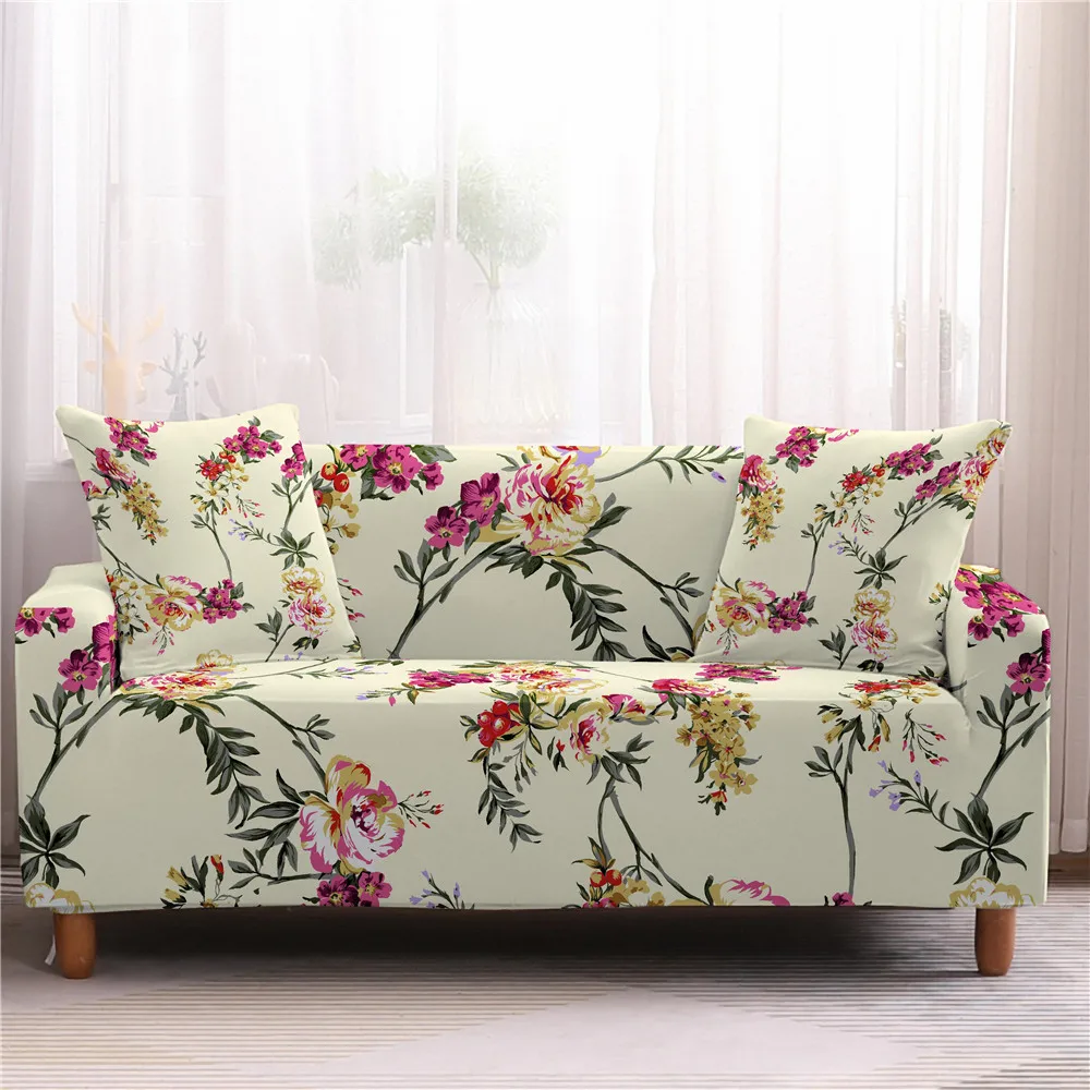 Home 3D printed leaves living room sofa cover full package elastic sofa cover cloth combined sofa cushion