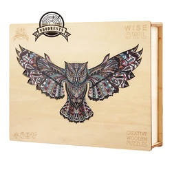 371pcs Cube shape  jigsaw custom puzzle 3D WISE OWL wooden puzzle kids wooden 3d puzzle jigsaw